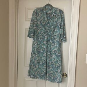 Soft Surroundings Aqua Paisley Print Dress